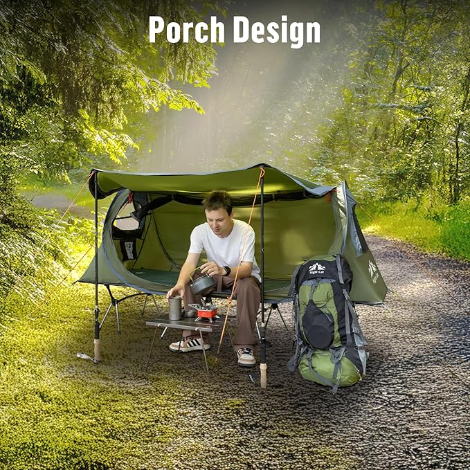 Night Cat Pop-up Camping Tent: 1 Person Tent Waterproof Instant Easy Setup Tunnel Tent Fits with Camping Cot (Excluded)