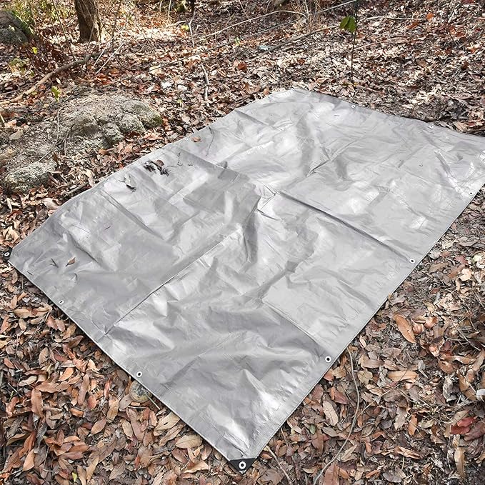 Heavy Duty 10 Mil Tarp Cover Waterproof UV Resistant Tarpaulin Used for Outdoor, Hunting, Camping, Backpacking, Canopy Tent, Ground Tarp, Cover Boat, Motorcycles, Roofs, Wood