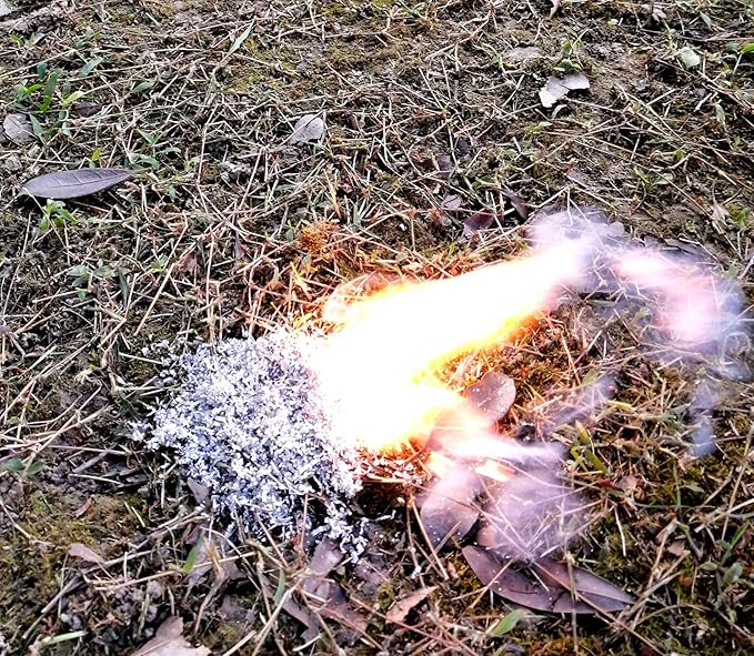 Magnesium Fire Starter Kit with Ferro Rod – Emergency Survival Fire Starting Gear with Pre-Shaved Magnesium & Fire Ropes – Waterproof Outdoor Kit for Camping, Hiking, Bushcraft