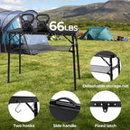 Folding Camping Table with Storage Net,3ft Portable Aluminum Picnic Table with 3 Adjustable Height Max 27.3 Inch for Outdoor Backyard BBQ Camp Cooking Tents Beach Indoor Bedroom（Black）