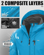 33,000ft Men's Softshell Jacket with Hood Waterproof Windbreaker Lightweight Rain Shell Jacket for Outdoor Hiking Travel