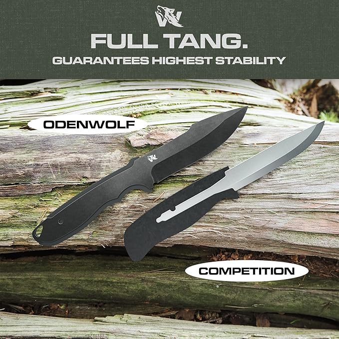 WOLF-I Full Tang Survival Knife with Sheath - Stylish Tactical Fixed Blade - Made of 440C Steel - For Bushcraft and Camping Survival - Perfect EDC Outdoor Knife with TPE Handle