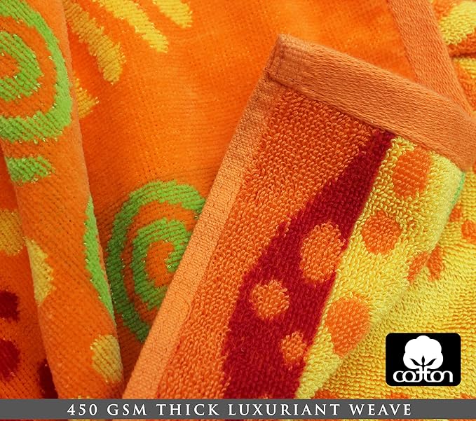 COTTON CRAFT Oversized Beach Towels - 2 Pack XXL 35x84 - The Big Kahuna 7 Foot Extra Large Beach Blanket Towel - Big & Tall - 100% Cotton Jacquard Velour Soft Luxury Towel - Sunshine Orange Yellow