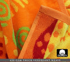 COTTON CRAFT Oversized Beach Towel - 2 Pack 35x70 XL Towels - 100% Cotton Big & Huge Pool Bath Towel - Plush Terry Jacquard Velour 450 GSM Super Soft Absorbent Luxury - Sunshine Orange Yellow