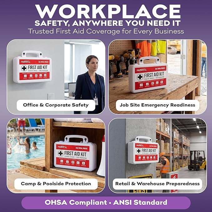 100 Person OSHA Compliant First Aid Kit for Businesses, Vehicles, Trucks, Construction Site - Type III, ANSI Class A Emergency Kit - 364 Piece Essential First Aid Supplies