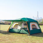 KTT Large Family Cabin Tent 10-12 Person,14.1X10X6.58ft,2 Rooms,3 Storage Pockets,2 Bay-Windows 3 Doors and 3 Windows with Mesh,Straight Wall,Waterproof,Double Layer,Big Tent for Outdoor,Camping
