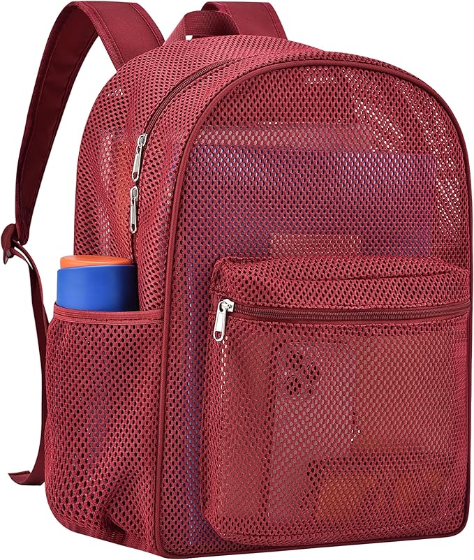 USPECLARE Heavy Duty Semi-Transparent Mesh Backpack，See Through College Student Backpack