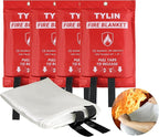 TYLIN Emergency Fire Blanket for Home & Kitchen 40” x 40” - 4 Pack, High Heat Resistant Fire Suppression Blankets for Home Safety, Kitchen, and Camping (4)