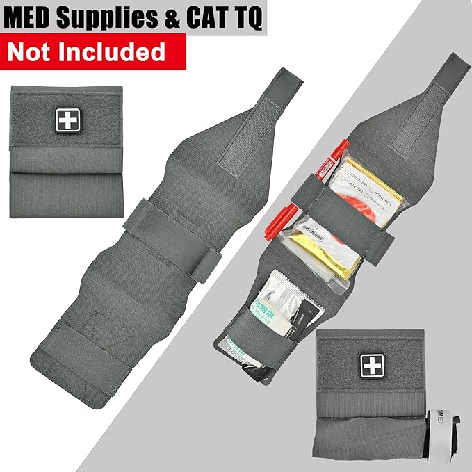2-in-1 Micro Med Kit Med Pouch Tactical Mini First Aid Pouch Empty Small IFAK Pouch Compact Med Pouch EDC Bag with Tourniquet Holder |MOLLE Belt IFAK Micro Trauma Kit Pouch