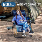 TIMBER RIDGE Oversized Zero Gravity Chair, 33In Wide XXL Zero Gravity Reclining Chair with Side Table, Full Padded Lounge Chair for Outdoor Camping Patio Lawn, Heavy Duty Supports 500lbs, Blue-1 Pack
