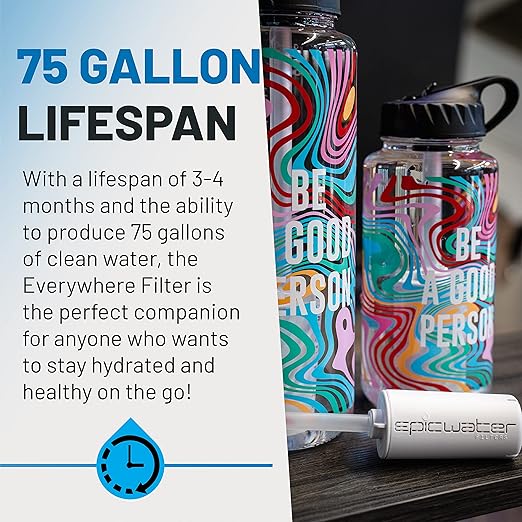 Epic Water Filters Nalgene OG Water Bottle with Filter, USA Made, BPA Free, Removes 99.99% Tap Water Contaminants, Forever Chemicals, BAGP Art, 32 oz