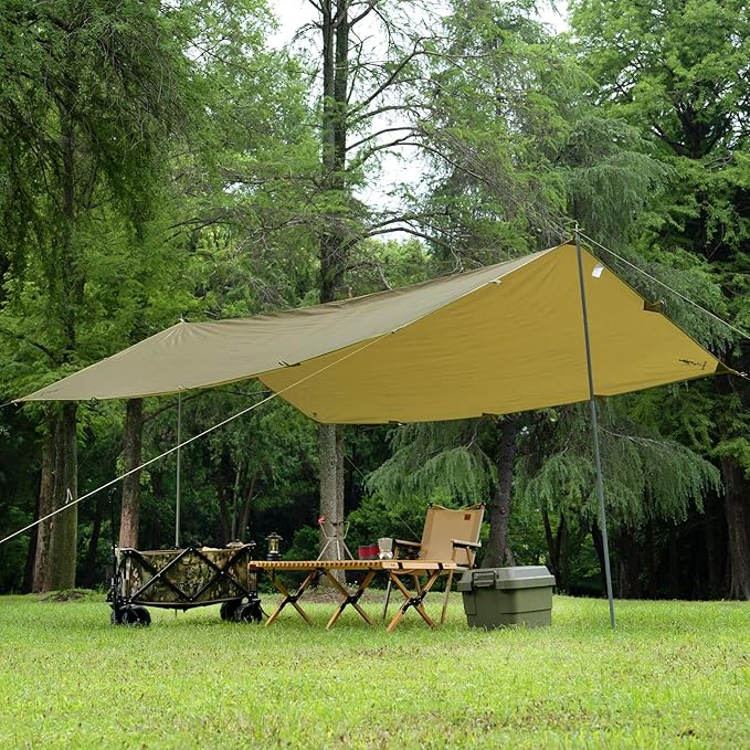 FREE SOLDIER Camping Tarp Waterproof Portable Multifunctional Outdoor Camping Traveling Awning Backpacking Shelter Rain Tarp (Brown 10×13ft)