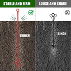 Lasnten 30 Inch Heavy Duty Ground Anchor Spiral Blade Earth Anchor Kit Metal Anchor Hook Beach Sand Stakes Camping for Securing Animals, Shelters, Tents, Canopies(Red,6 Pcs)