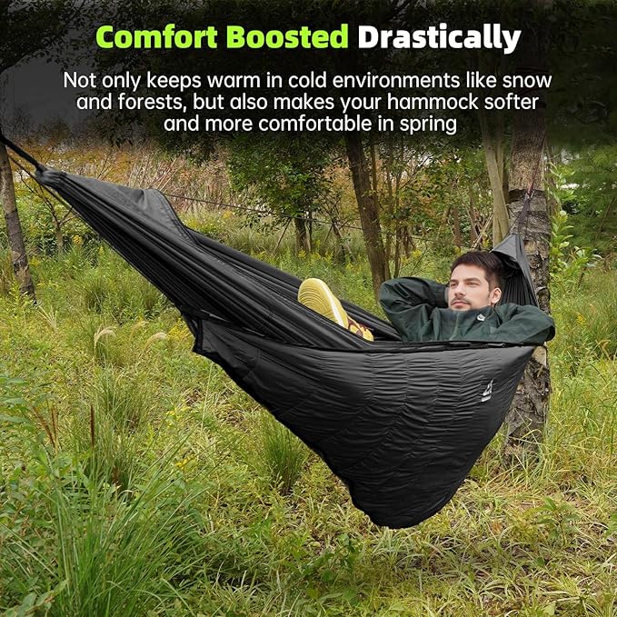 Camping Hammock with Mosquito Net, 2 Person Hammock Tent, Portable, Parachute Nylon for Indoor, Outdoor, Hiking, Backpacking, Backyard, Beach, Travel (Hold Up to 500lbs) (Black)