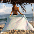 Quick Dry Towel Extra Large Waffle 78x35 Inch - Microfiber Beach Towel - Perfect for Beach, Travel, Swimming, Pool, Yoga, Hiking, Camping - Lightweight, Fast Drying, Compact for Adults (Rain)