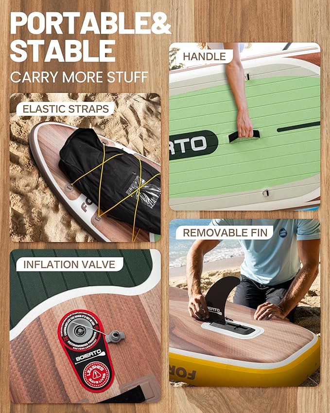 Inflatable Stand Up Paddle Board 10'8“*34"/11'*33" Extra Wide Paddle Boards for Adults, SUP with Premium Accessories & Nylon Backpack, Adjustable Paddle, Hand Pump, Bottom Fin, Leash