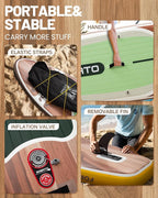 Inflatable Stand Up Paddle Board 10'8“*34"/11'*33" Extra Wide Paddle Boards for Adults, SUP with Premium Accessories & Nylon Backpack, Adjustable Paddle, Hand Pump, Bottom Fin, Leash