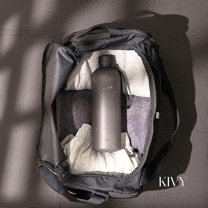 KIVY Large Water Bottle 50oz [Lightweight & Shatterproof] Fits Backpack & Cupholder for Travel, Sports, School - Extra large water bottle no straw - 1.5 Liter water bottles - 50oz Water bottle Taupe