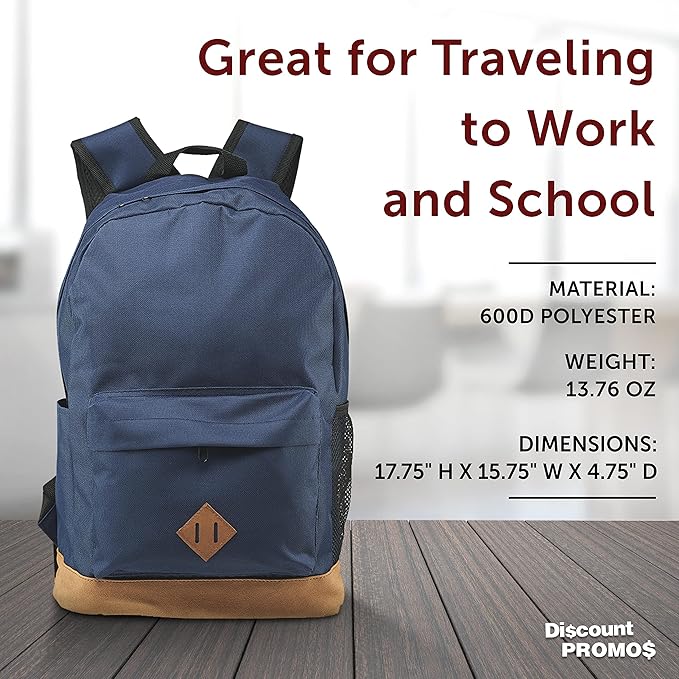 DISCOUNT PROMOS Multipurpose Laptop Backpacks Set of 10, Bulk Pack - Lots of Features for Everyday Use, Perfect for Employess, Businessman - Blue