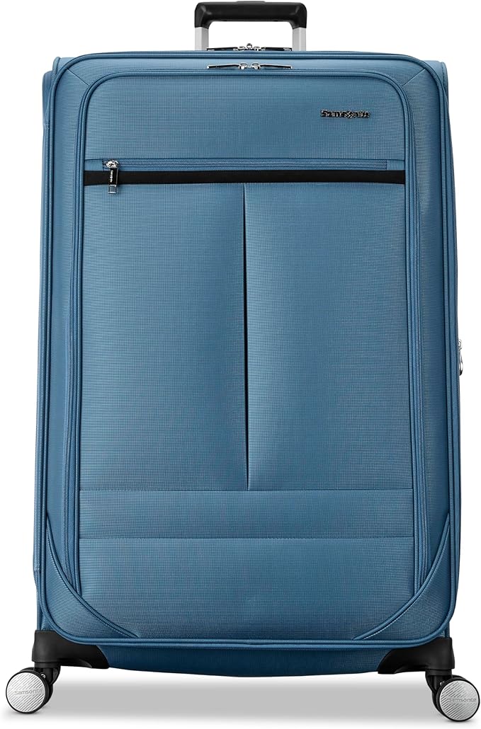 Samsonite Soft-Sided 29-Inch Lightweight Large Checked Expandable Element Suitcase: Durable, 360° Spinner Wheels, Adjustable Telescopic Handle, 2 Front & 1 Side Pocket- Captains Blue