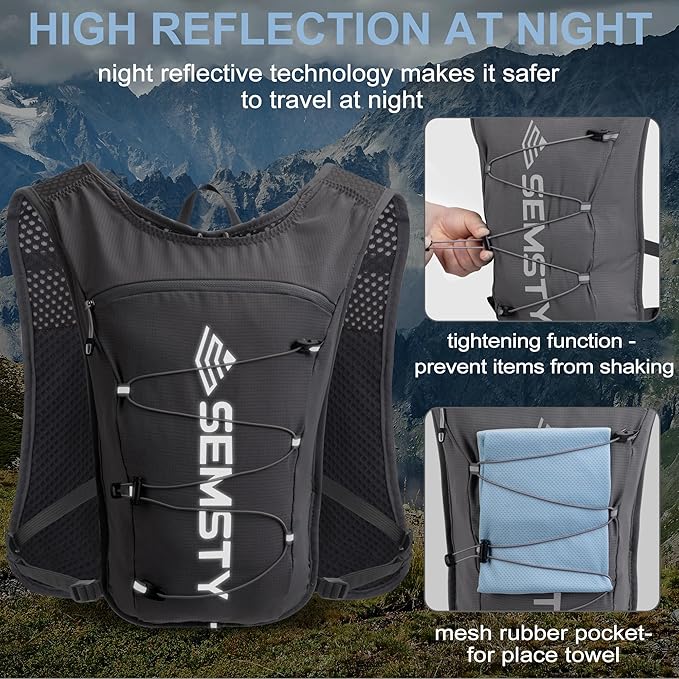 Running Hydration Vest 5L,Running Vest Pack with 1.5L Water Bladder,Lightweight Water Backpack for Hiking Running Cycling