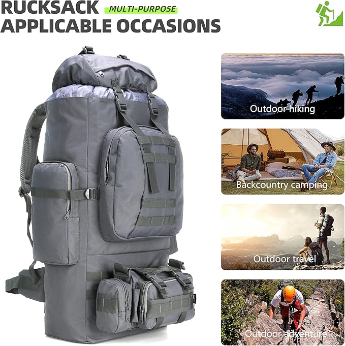 King'sGuard 100L Camping Hiking Backpack Molle Rucksack Military Camping Backpacking Daypack