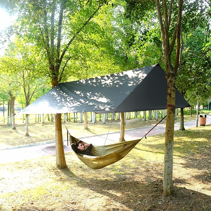 Clostnature Waterproof Camping Tarp for Tent - Ultralight Hammock Rain Fly for Backpacking, Heavy Duty Camping Hiking Awning Lightweight Rain Tarp Tent Shelter Camping Gear Must Haves