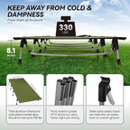 MARCHWAY Lightweight Folding Tent Camping Cot Bed with Lever Lock, Easy Setup Portable Compact for Outdoor Travel, Hunting, Hiking, Motorcycling, Support 330Lbs (Army Green)