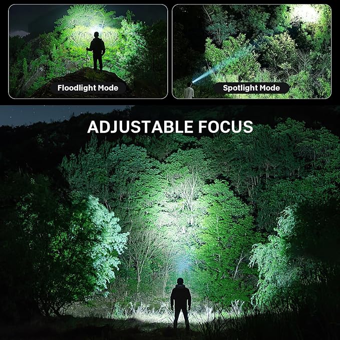 azamine Rechargeable Headlamp Super Bright 99000 Lumens, LED Head Lamp with 3 Modes, 90° Adjustable Head Lights for Forehead, IPX6 Waterproof HeadLamps for Adults Camping Hunting Hiking