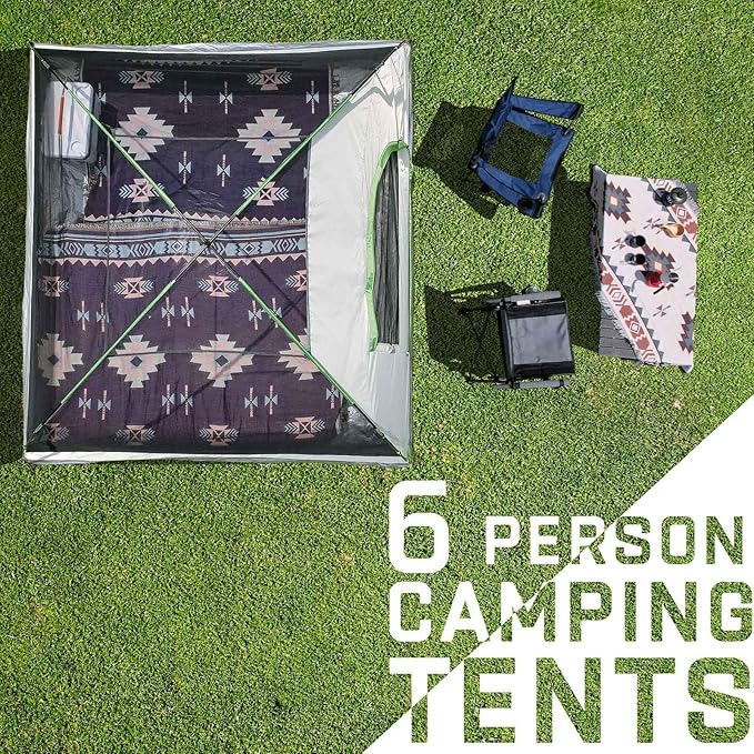 Happy Travel Camping Tent, 4/6 Person Dome Tents for Camping with Rainfly, Waterproof Clip Easy Setup Portable Family Tent with Mesh Windows, 20% More Headroom Backpacking Tents for Camping & Hiking