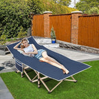 Folding Camping Cot for Sleeping, Portable Cots for Adults, Heavy Duty Cot Bed 550LBS(Max Load), Extra Wider Cots with Large Pocket for Outdoor, Office, Beach