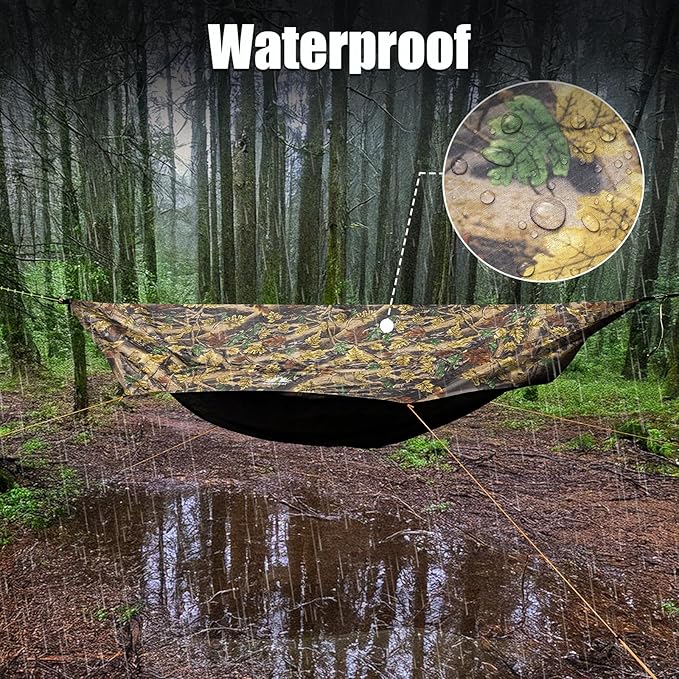 Night Cat Camping Hammock Tent: Lightweight Portable 4 in 1 Hammock with Rain Tarp and Mosquito Net for Hiking Jungle Outdoor