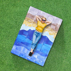 Camping Blanket, 2-in-1 Wearable Puffy Camping Blanket with Hood & Snap Buttons Waterproof Lightweight Travel Blanket Converts to Pillow for Backpacking, Beach, Picnics, Stadium (Mountains)