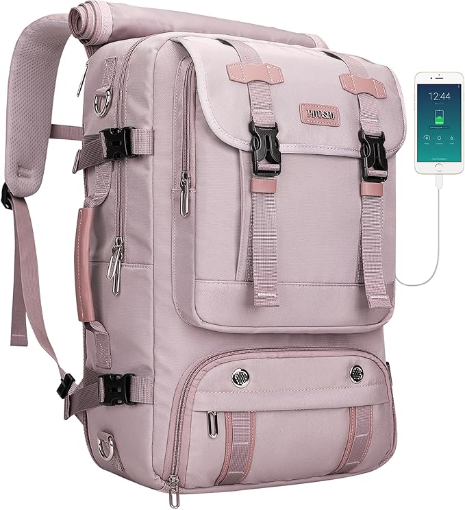 PIJUSHI Travel Backpack for Women Carry on Luggage Backpack Flight Approved Convertible Duffle Bag Fit 16 Inch Laptop(PE037 Light Purple)