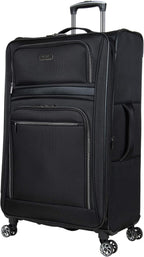 Kenneth Cole REACTION Rugged Roamer Lightweight Softside Expandable 8-Wheel Spinner Luggage, Black, 2-Piece (20” Carry-On/28” Check Size)