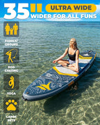 11'6x35'' Extra Wide Inflatable Paddle Board, 450lb Capacity Stand Up Paddle Board for Adults (x3), Stable Inflatable SUP, All Skill Levels, 3 Handles, 100L Backpack, 3PCS Paddle, 5L Dry Bag