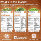 Numanna Mega Emergency Freeze-Dried 6 Vegetables Buckets 600 Servings Contains Peas, Green Beans & Broccoli | Non-GMO, No Preservatives, No MSG Camping & Emergency Survival Food 25 Years Shelf Life