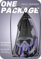 CAPAS Snorkel Mask Fins Set, Travel Size Snorkeling Gear for Adults with Adjustable Fins, Diving Mask and Dry Top Snorkel, Come with a Carrying Bag