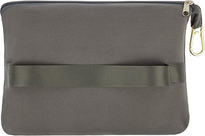 BlueHills Lightweight Travel Blanket Pillows Compact for Two Airplane Traveling Essentials Flight Throws in Bag case with Backpack Clip Compact Large Plane Accessories – Gray and Navy Blue