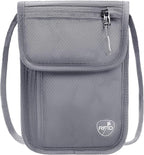 SUPACOOL Neck Wallet, RFID Blocking Passport Holder, Travel Pouch, Hidden Neck Pouch for Travel(Grey)