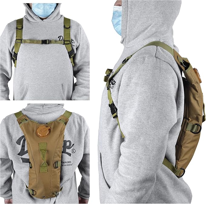3L Water Backpack for Hiking, Water Hydration Backpack for Running, Tactical Hydro Backpack with 3L Water Bladder, Hydration Packs for Festivals Rave