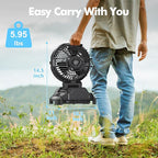 Portable Misting Fan, 4 Powerful Speed & 4 Spray Modes, 30000mAh Battery Powered, Remote Control, Auto Oscillation with Adjustable Base fit for 10-13 inch Bucket for Outdoor Camping Beach Travel