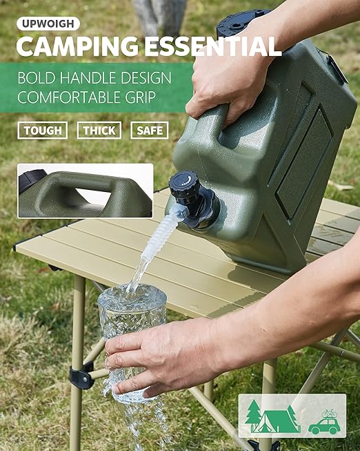 UPWOIGH Camping Water Container, 2.6 Gallon Small(13.1x12x5.3in) Water Containers Jug, Truly No Leakage Water Storage, Green Water Tank,BPA Free Portable Emergency Water Can for Camping, Hiking