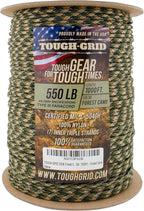TOUGH-GRID 550 Paracord Rope Nylon Parachute Cord, Made in USA Survival Kit, Outdoor Adventures, Camping, Tactical Gear & Emergency Supplies, Military Type III Mil-Spec