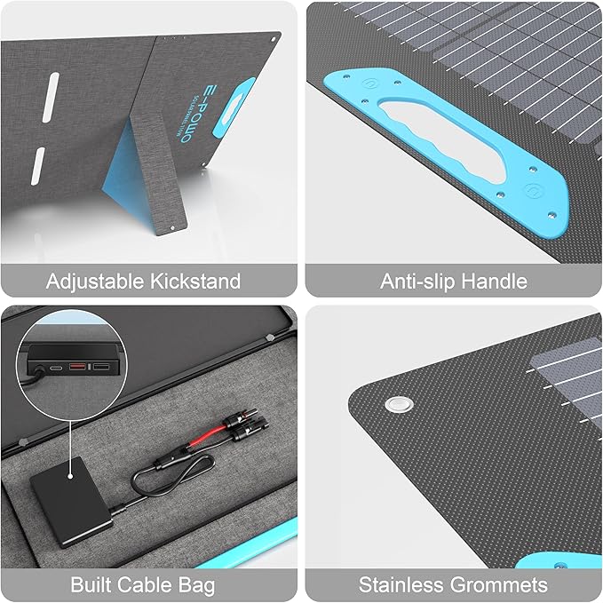 220W Portable Solar Panel for Power Station, 23.5% High Efficiency ETFE Foldable Solar Panels Charger, Fast Installation with Kickstands, IP67 Waterproof for RV, Outdoor Camping, Off Grid Blackouts