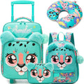 Kids Carry On Luggage with Wheels Softside Kids Suitcase for Girls Airline Approved & Girls Multi-function Carry Bag 4pcs Set