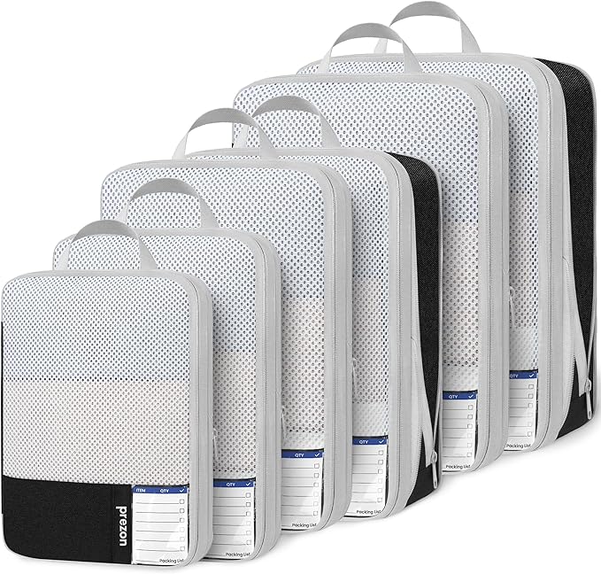 8 Set/6 Set/4 Set Compression Packing Cubes for Travel, Lightweight Vacation Travel Essentials, Travel Accessories for Suitcase Organizer Bags Set, Durable Luggage Organizer