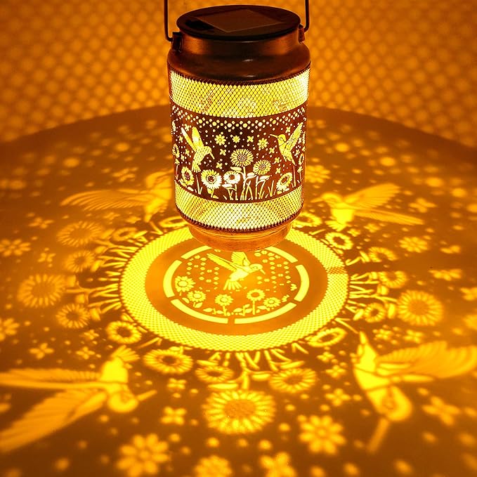 Hummingbird Solar Lanterns Outdoor Waterproof Garden Decor, Birthday Mothers Day Gifts for Women Mom Grandma, Metal Hanging Solar Lights for Yard Patio Pathway Backyard Porch