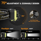 EverBrite 600 Lumen Headlamp, Rechargeable Headlight with 4 Modes, Super Bright Head Lamp with Spotlight & Floodlight, Motion Sensor, Memory Function for Camping, Hiking-Green