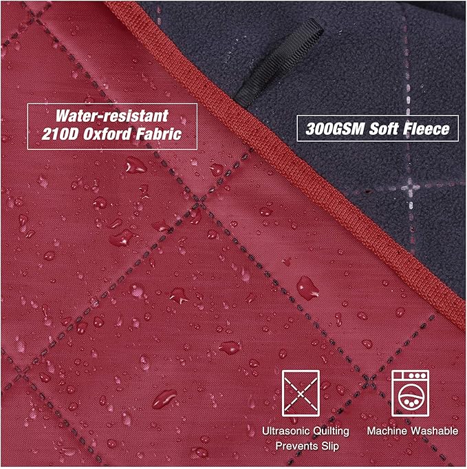 REDCAMP Large Waterproof Stadium Blanket for Cold Weather, Soft Warm Fleece Camping Blanket Windproof for Outdoor Sports, Red